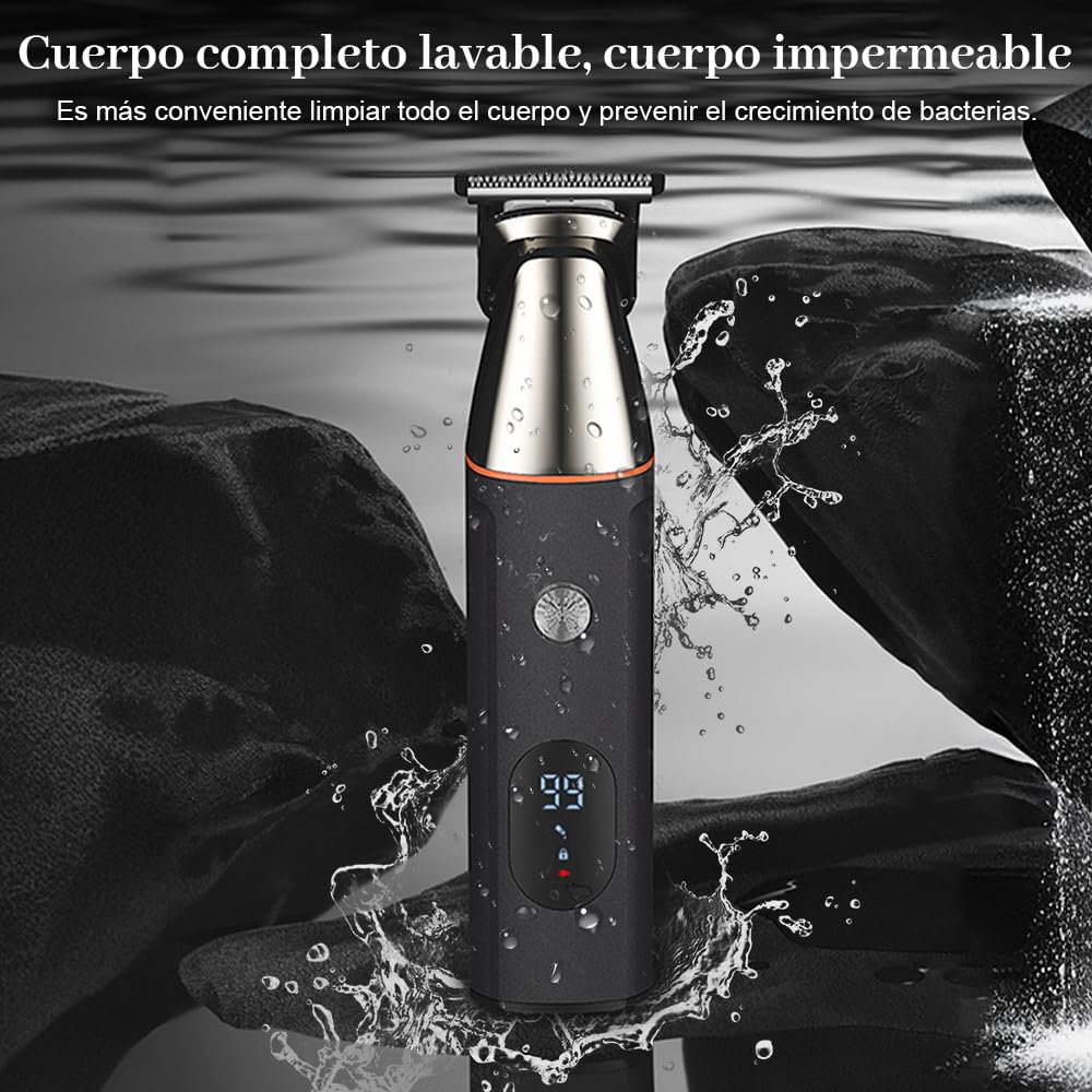 VOICEPTT Afeitadora Electrica y Barbero Eléctrico con Cabezal de Succión Magnético, 16 en 1 Kit de Rasurado para Hombre, Máquina para Cortar Cabello de Barba/Nariz/Pelo/Cara/Cuerpo, Carga Rápida USB y Base