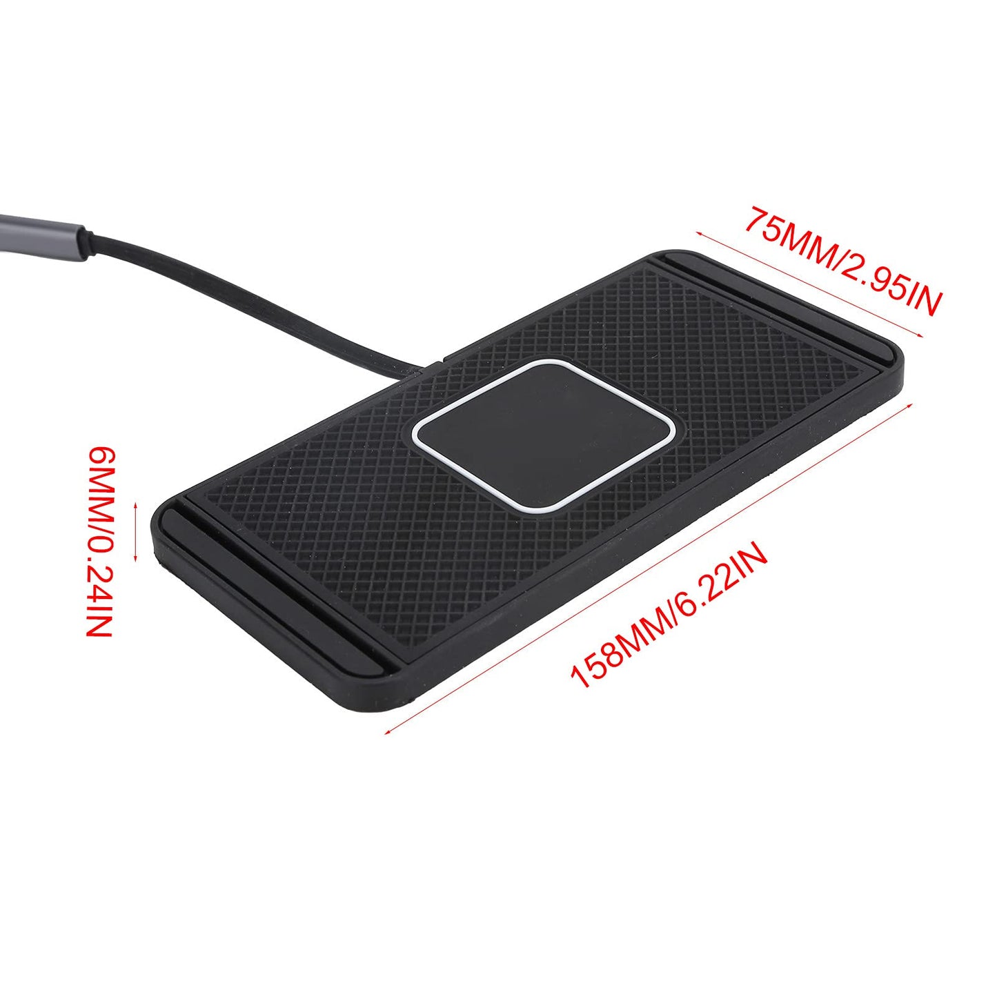 Zopsc Almohadilla de Carga Inalámbrica, Almohadilla de Carga Rápida de 15 W con Antideslizante para Automóviles, Cargador Inalámbrico Portátil de Reemplazo de Almohadilla de Cargador
