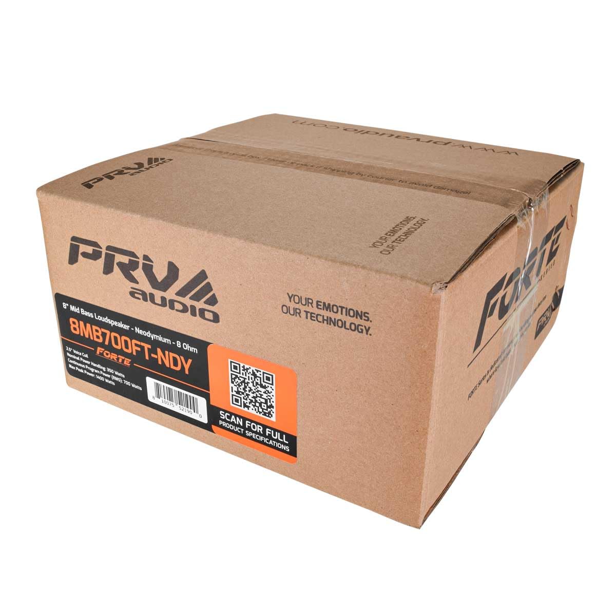 PRV AUDIO - Altavoz de Bajo Medio de 8 Pulgadas 8MB700FT-NDY 8 Ohmios Altavoz de Neodimio con 700 Vatios de Potencia RMS, Audio Profesional de Alta Excursión Neo Bajo Medio (Simple), Color Negro