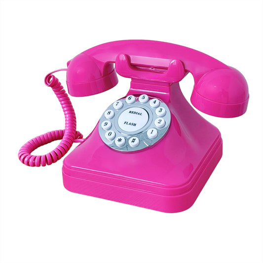 TelPal - TelPal - Teléfono de computadora con cable antiguo, juego de teléfono analógico decorativo color rosa básico, teléfono para personas mayores para el hogar/oficina/hotel... (rosa)