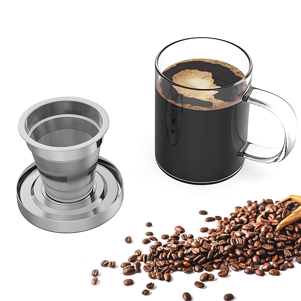 Juego de Cafetera Oranlife de Vidrio Borosilicato 14oz para Viajar y Acampar