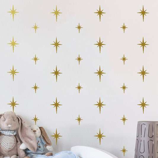 Calcomanías de Pared Estrella Dorada Retro para Habitación de Niños y Adultos