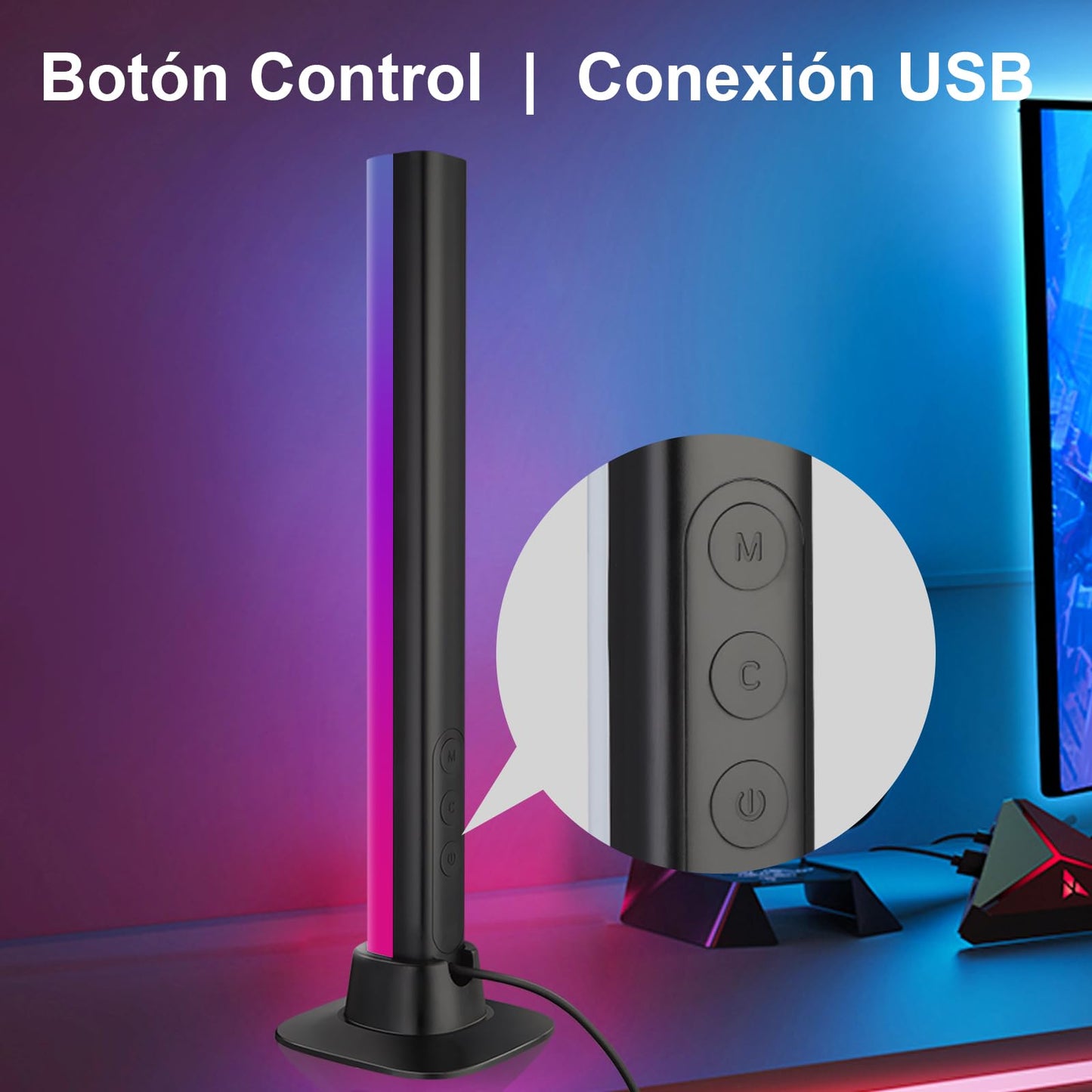 CANMEIJIA Luces Led Para TV Modo RGB, Luz Led Para Cuarto 2 Piezas, 4 Modos De Música + 10 De Escena, 16 Millones De Colores, Cronometrado, Utilizado En Sala De Juegos, Computadora De Escritorio