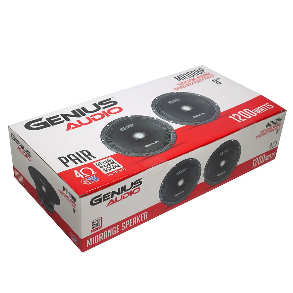 Genius Par de Bocinas de Medios Profesional MR108BP 8" con Bala para Auto Audio