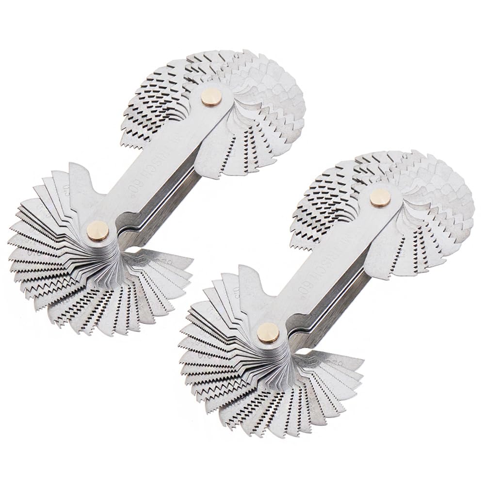 ChgImposs - Medidor de tornillo métrico e imperial y estadounidense SAE Whitworth de 55 grados y métrico de 60 grados y EE.UU. 60 grados para medición industrial