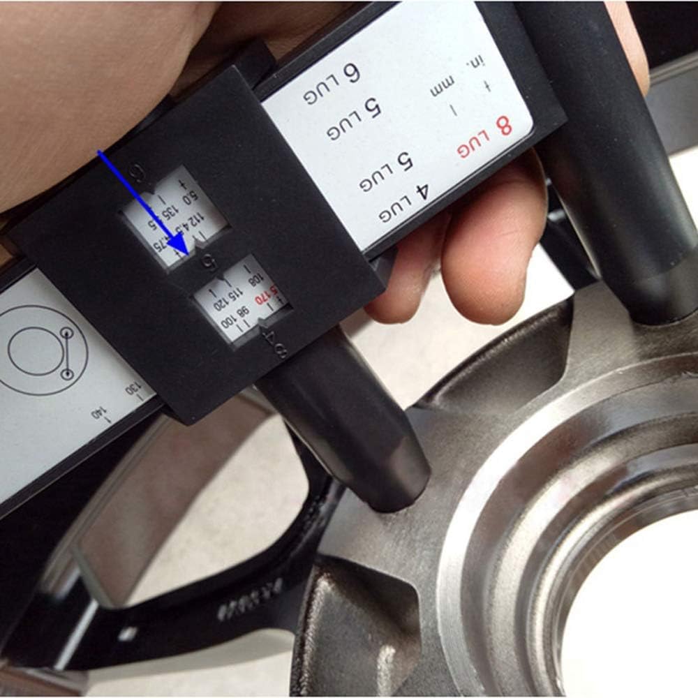 KIMISS - Calibre PCD, herramienta de medición de patrón de pernos de rueda/llanta, regla PCD, pinza deslizante para calibre de llanta de 4, 5, 6, 8 agujeros