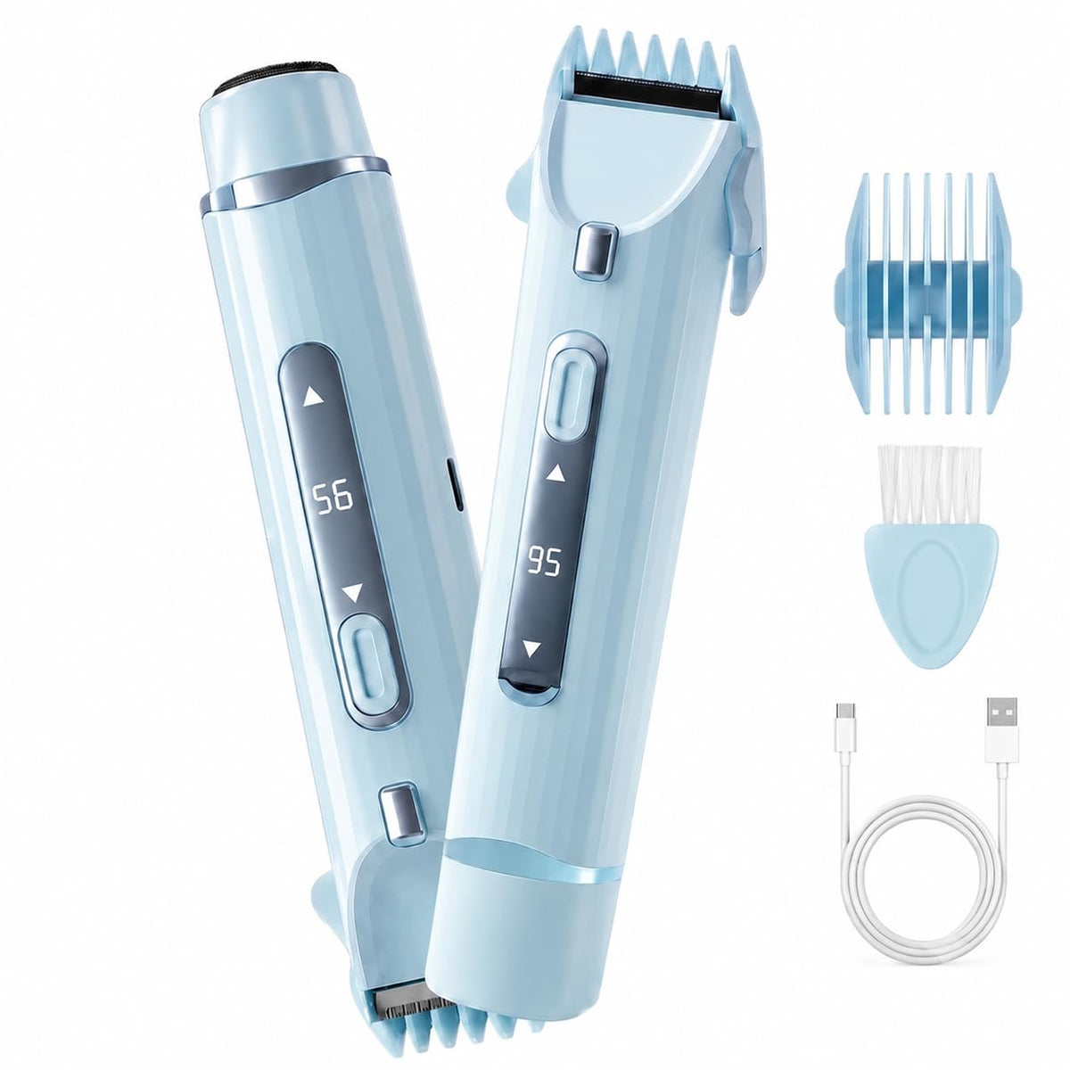 2 En 1 Maquina para depilar mujer, rasuradora eléctrica mujers, con Luces Auxiliares, Doble Cabezal | Recargable Type-C e IPX7, para Bikini Facial Brazos Axilas (Azul)