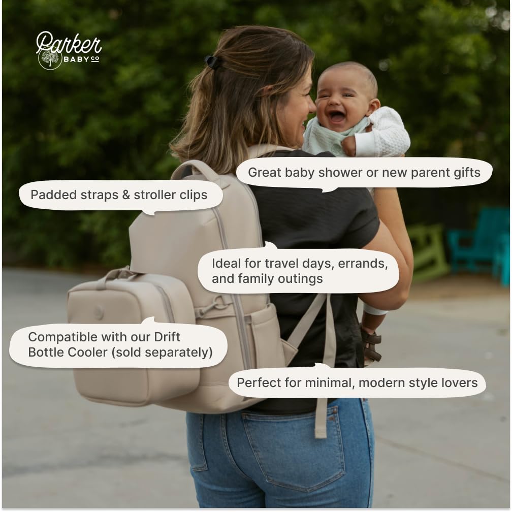 Parker Baby Drift Mochila de neopreno y bolsa para cinturón | Esencial de viaje sin granel con almohadilla para cambiar pañales y correas para carriola, Llama, Large, Moderno