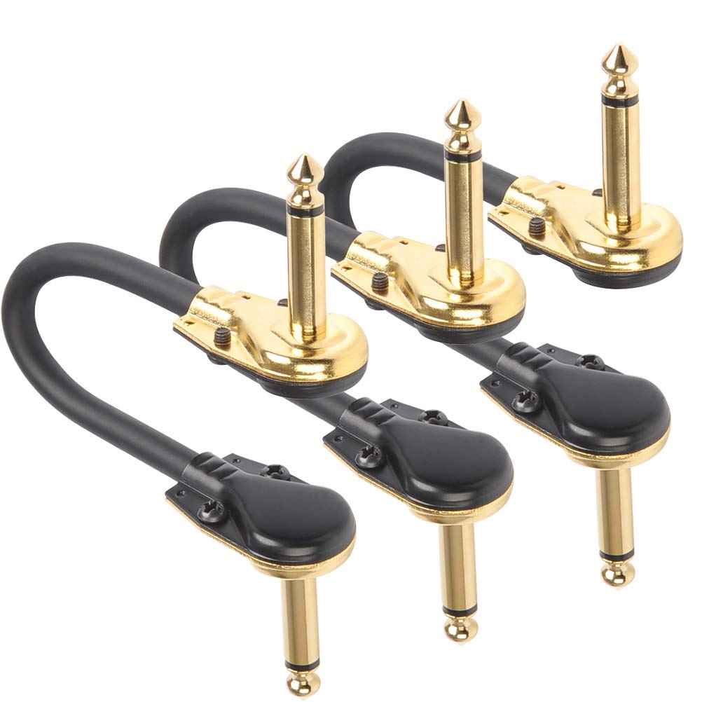 TIMESETL - Paquete de 6 cables de conexión para guitarra de 6 pulgadas, ultra silenciosos, pedal de efecto instrumento, 1/4 pulgadas, diseño de panqueques de perfil bajo