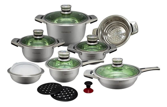 Batería de Cocina Bergmayer 16 Pzs Acero Inoxidable Quirúrgico 18/10 12 Capas de Cocina-Outlet