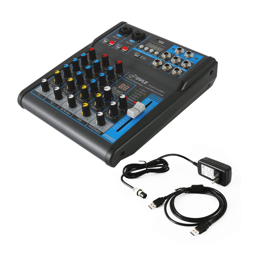 Consola de Audio Pyle PMXU43BT USB Bluetooth 4 Canales con Procesador DSP 16 Bits para DJ y Estudio