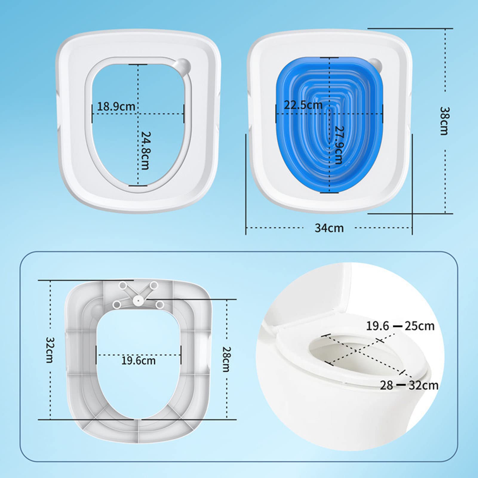 GLOGLOW Kit de Entrenamiento para Inodoro de Gato, Asiento de Orinal de Entrenador de Inodoro Universal para Gato para Inodoro Doméstico (Bandeja Blanca, 1 Soporte Interior Azul)