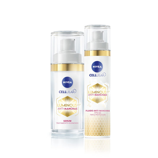 Kit Anti-manchas Rutina Facial Básica Nivea Luminous 630 Serum facial, 30 ml + Fluido facial con Vitamina E y Ácido Hialurónico, 40 ml