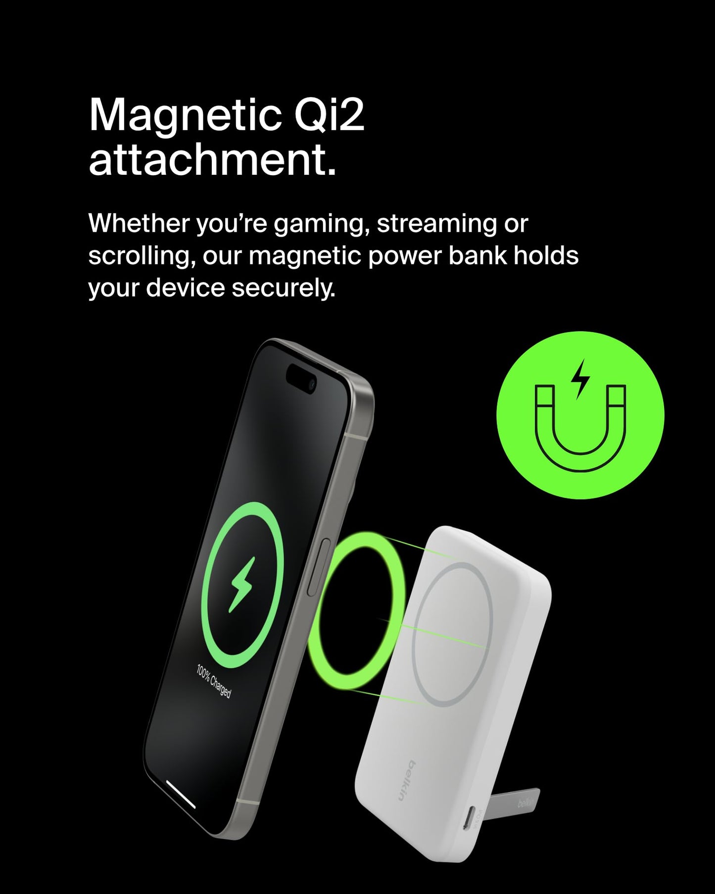 Batería Magnética Belkin Blanca con Qi2 de 15W y 5,000 mAh
