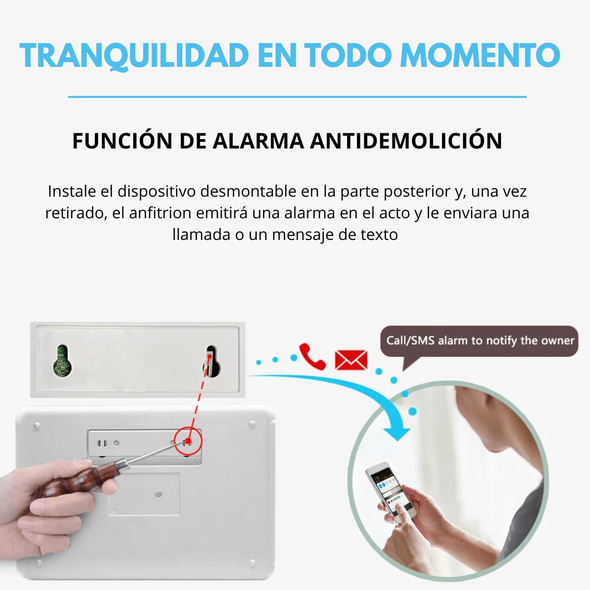Clicklife - Kit Alarma WiFi Sistema de Seguridad Inalambrica para Casa y Negocio con App Celular, Compatible con Google y Alexa Notificaciones en Tiempo Real (2 Sensores, Control de 100 Zonas)