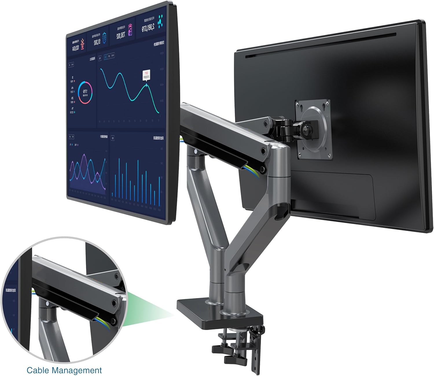 Soporte Hidráulico Doble MORNWELL para Pantalla de 22 a 32 Pulgadas Negro Ergonómico