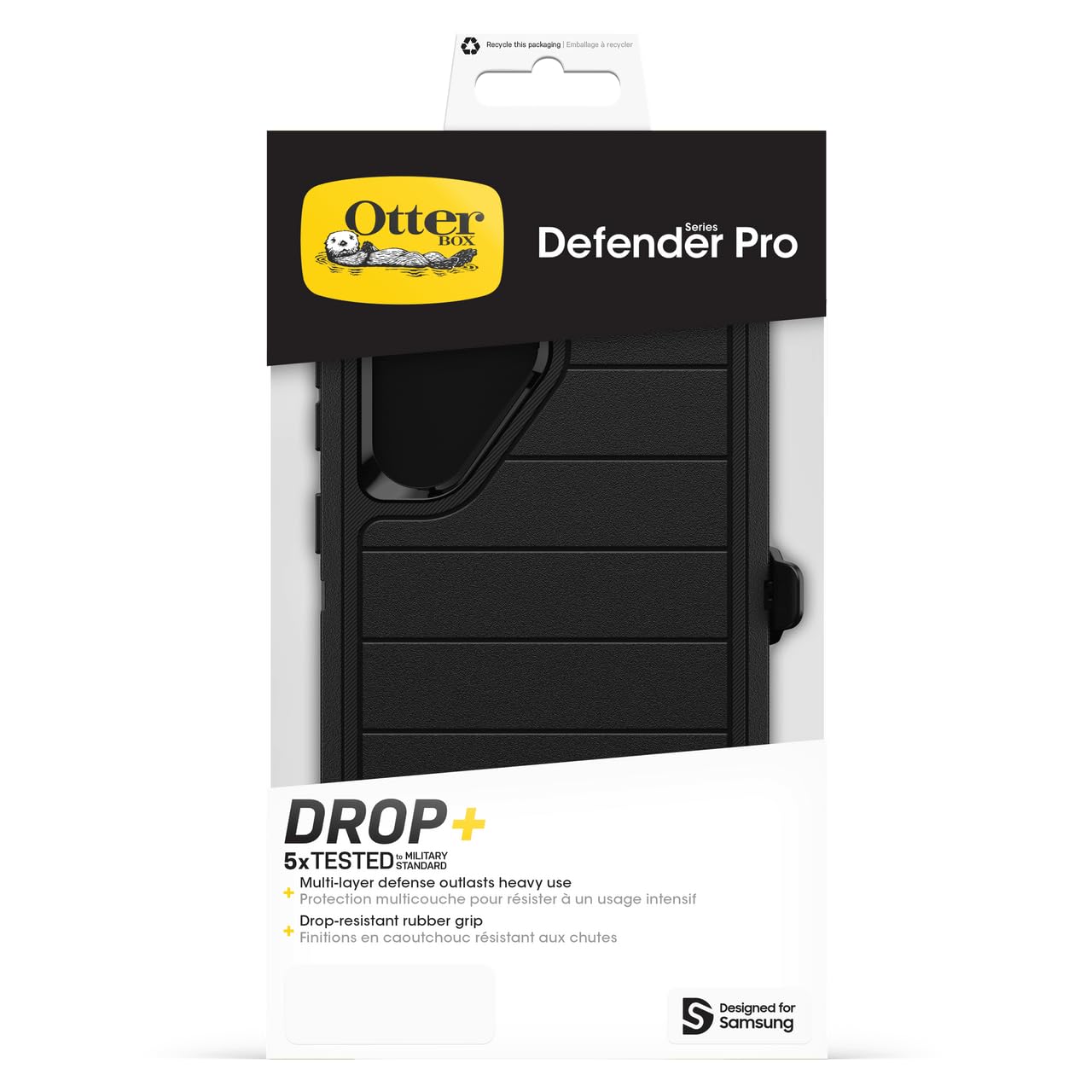 Funda Samsung Galaxy S24 Ultra Otterbox Negra Defender Series Pro Resistente y Duradera con Protección de Puerto y Soporte de Clip