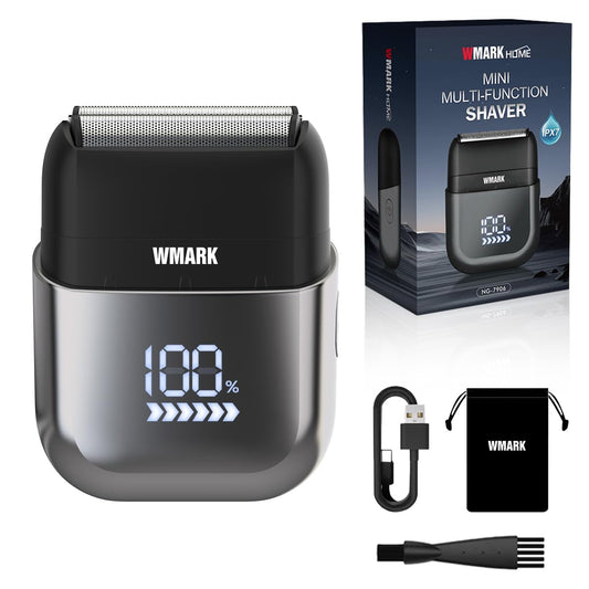 Afeitadora Eléctrica WMARK Negra Recargable IPX7 con Pantalla LED para Hombre