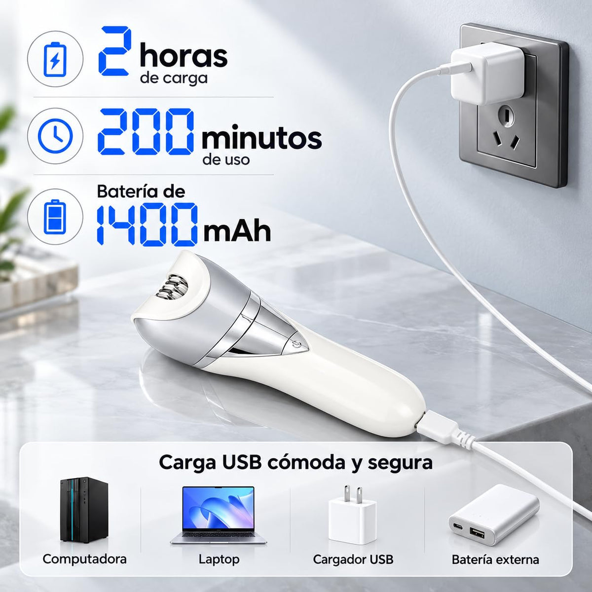 Depiladora Electrica Mujer 7 en 1, Maquina Depiladora con Pantalla Digital, Recargable USB, IPX6 Impermeable Portátil, Afeitadora Femenin sin Dolor, para el Vello Facial, Piernas, Axilas y Bikini