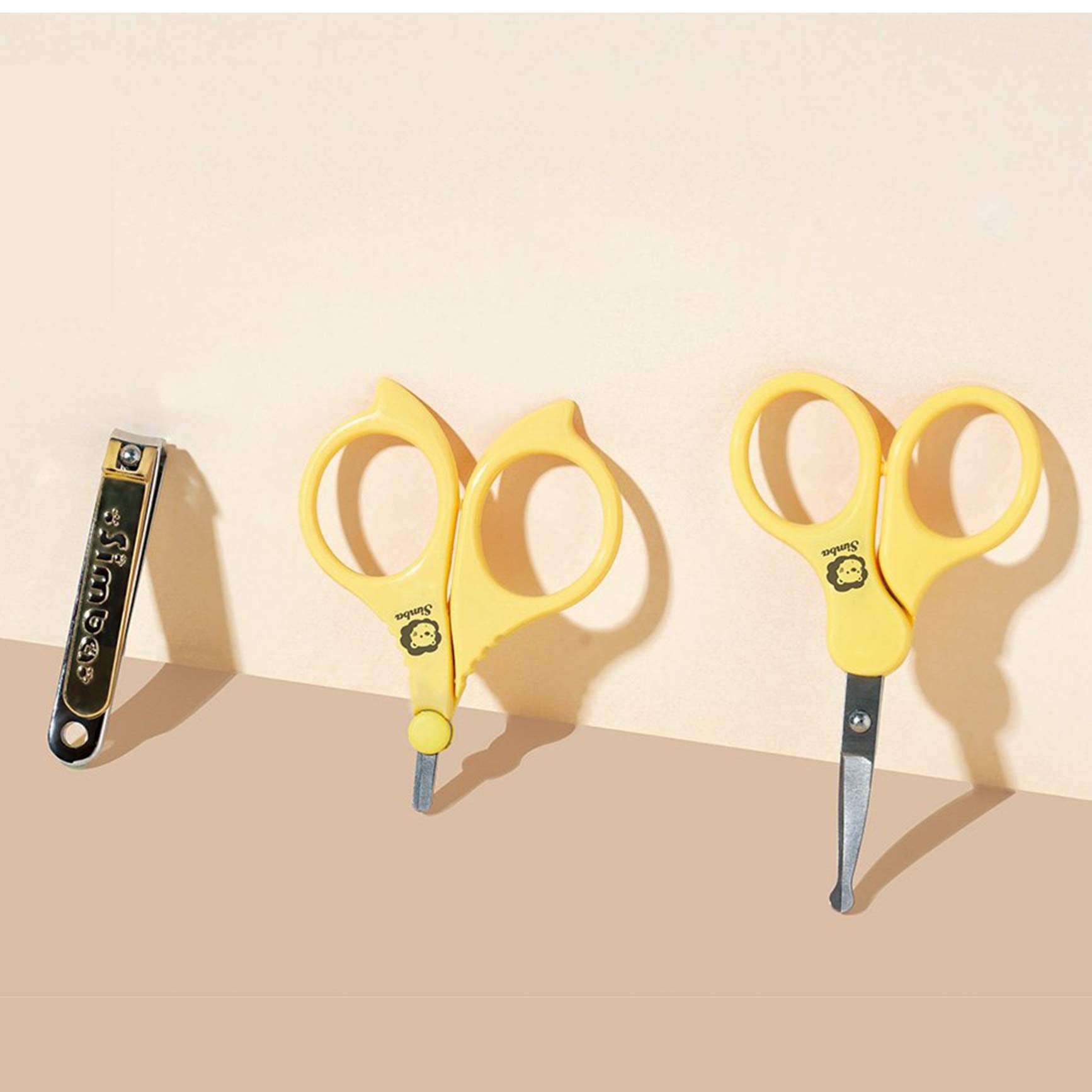 Simba - Cortauñas para bebé, acero al carbono, chapado en oro, con lima de uñas integrada