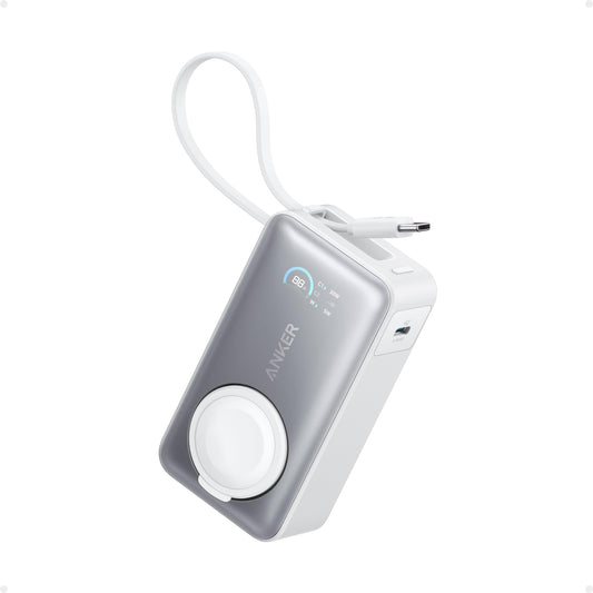 Power Bank Anker MagGo 10,000 mAh USB-C Integrado Máx 35W para Apple Watch y iPhone 15