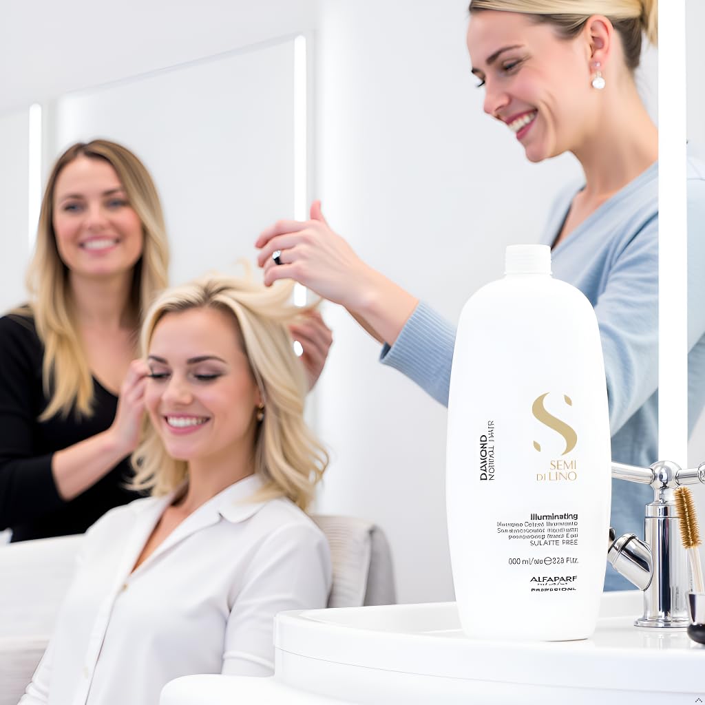 Alfaparf Milano Semi Di Lino Diamond Shine Illuminating Low Shampoo - Sulfate Free - For Normal Hair - SLS, Paraben and Paraffin Free - Safe on Color Treated Hair - Professional - 33.8 fl. oz.