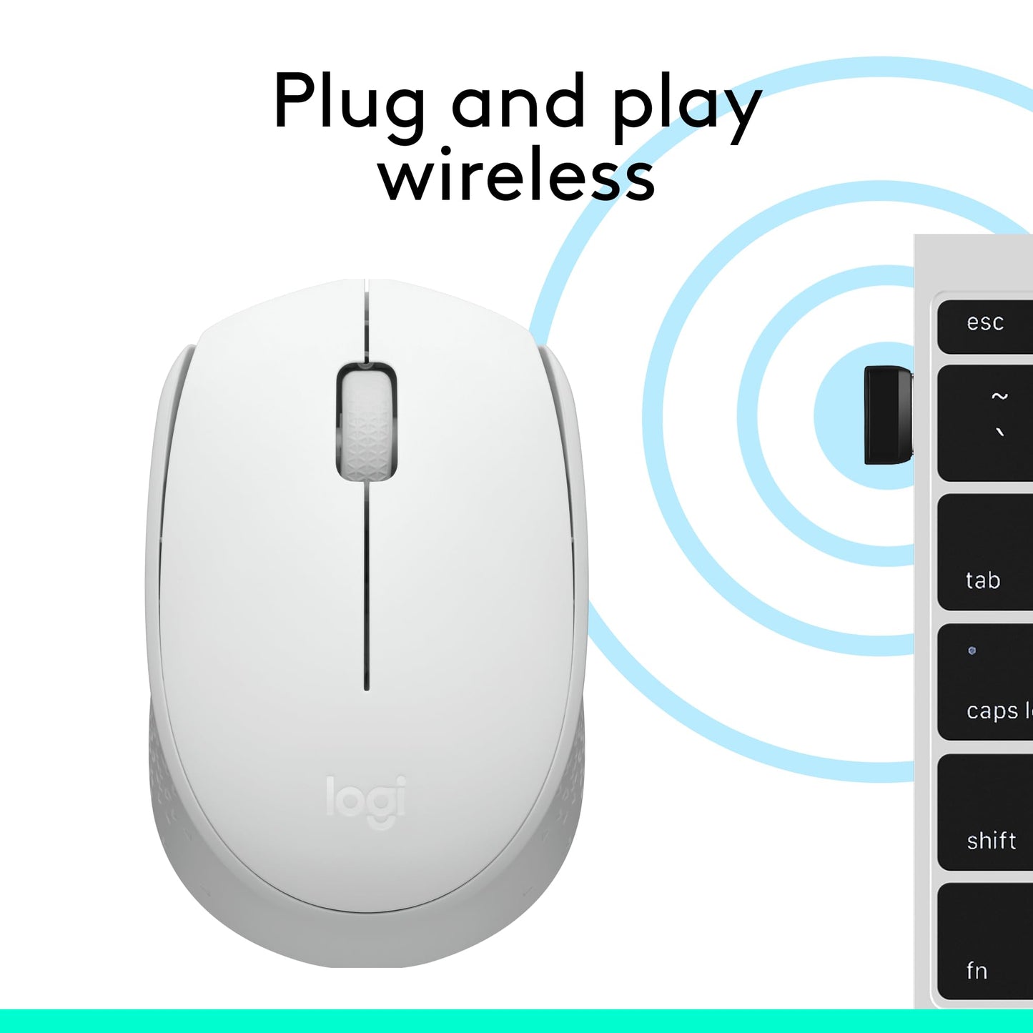Logitech M170 Mouse Inalámbrico, con tecnología 2,4 GHz, batería de hasta 12 Meses con Modo Ahorro, Receptor USB, Cursor y Desplazamiento Preciso, Compatible con Windows, Mac y Chrome - Blanco