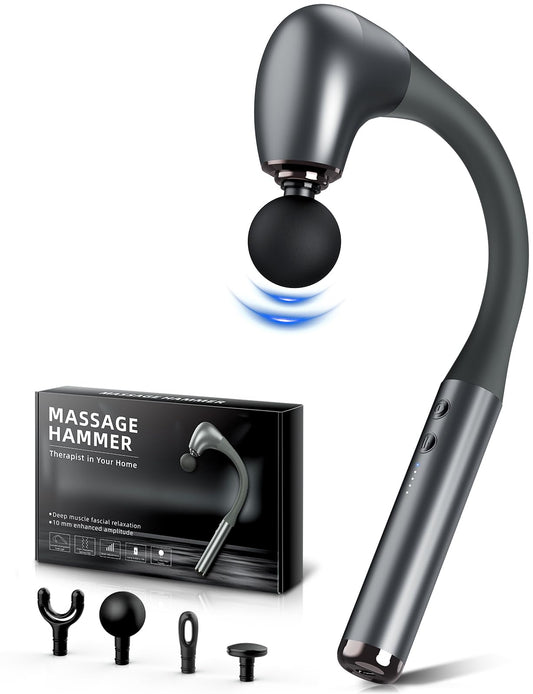 FVZ Pistola de masaje con mango de extensión mejorado, pistola de masaje de 10 mm para tejido profundo, masajeador de espalda, masajeador de músculos/cuello/hombros/cintura/piernas portátil para ali