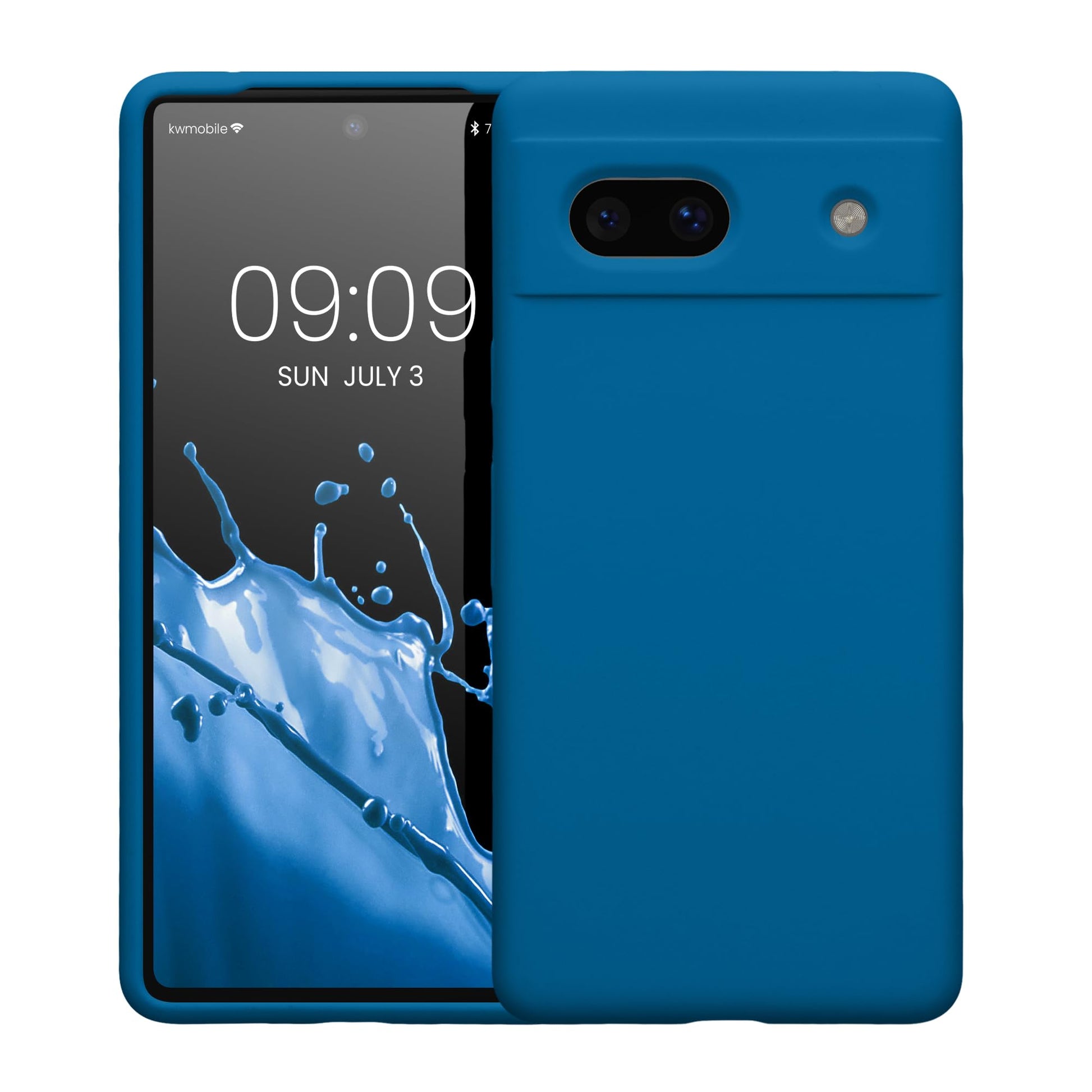 kwmobile Carcasa Compatible con Google Pixel 7a Funda - Case TPU y Silicona antigolpes - Apto Carga inalámbrica - Azul Arrecife