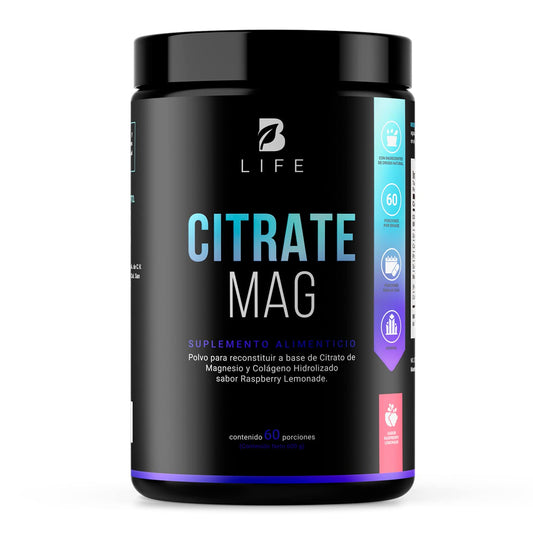 Citrato de Magnesio 600g | 60 porciones | Sabor Raspberry Lemonade | Ingredientes Naturales | Citrate Mag B life.