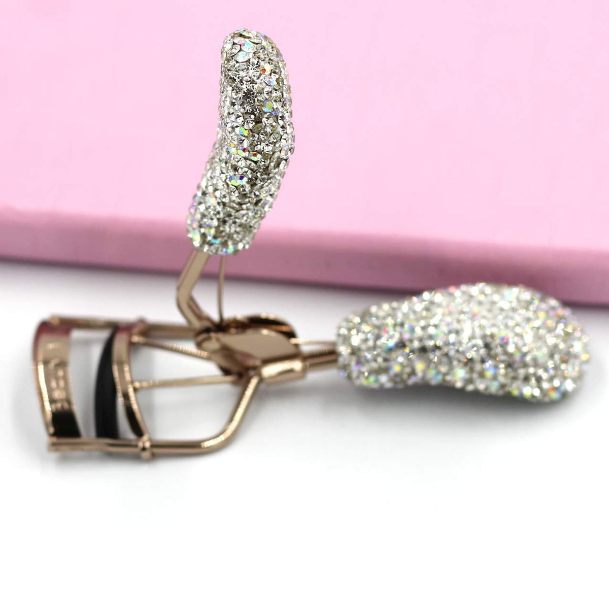 Bestbling Bling Bling - Rizador de pestañas de maquillaje con almohadillas de presión de silicona y resorte cargado para no pellizcar ni tirar (plata)