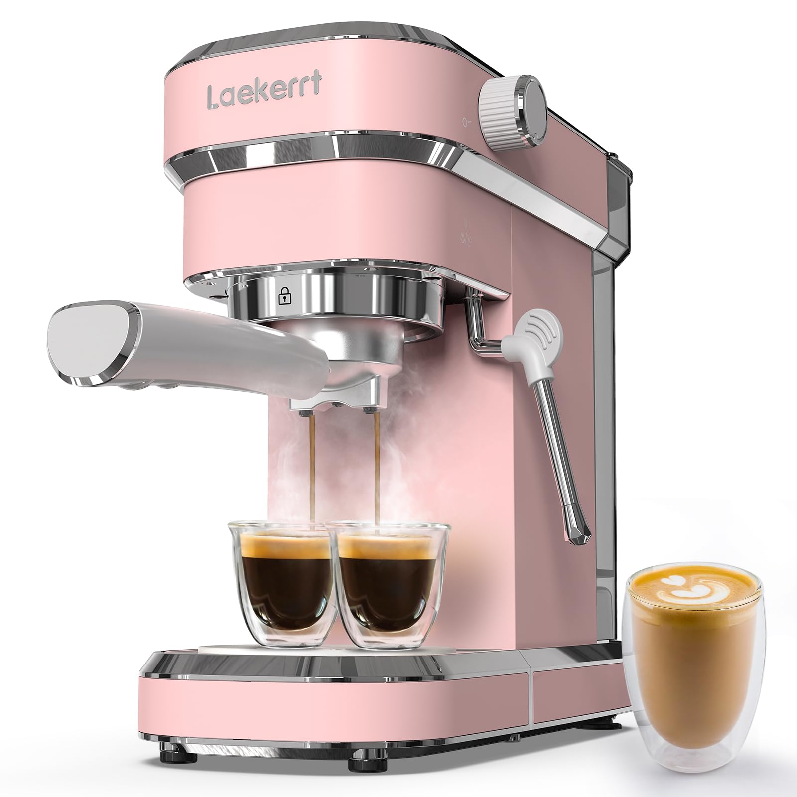 Laekerrt Máquina de café exprés profesional de 20 bares, con espumador de leche, casera de acero inoxidable para capuchino y café con leche, regalo para mujeres, esposa, hija o mamá, color rosa