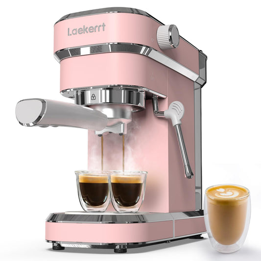 Laekerrt Máquina de café exprés profesional de 20 bares, con espumador de leche, casera de acero inoxidable para capuchino y café con leche, regalo para mujeres, esposa, hija o mamá, color rosa