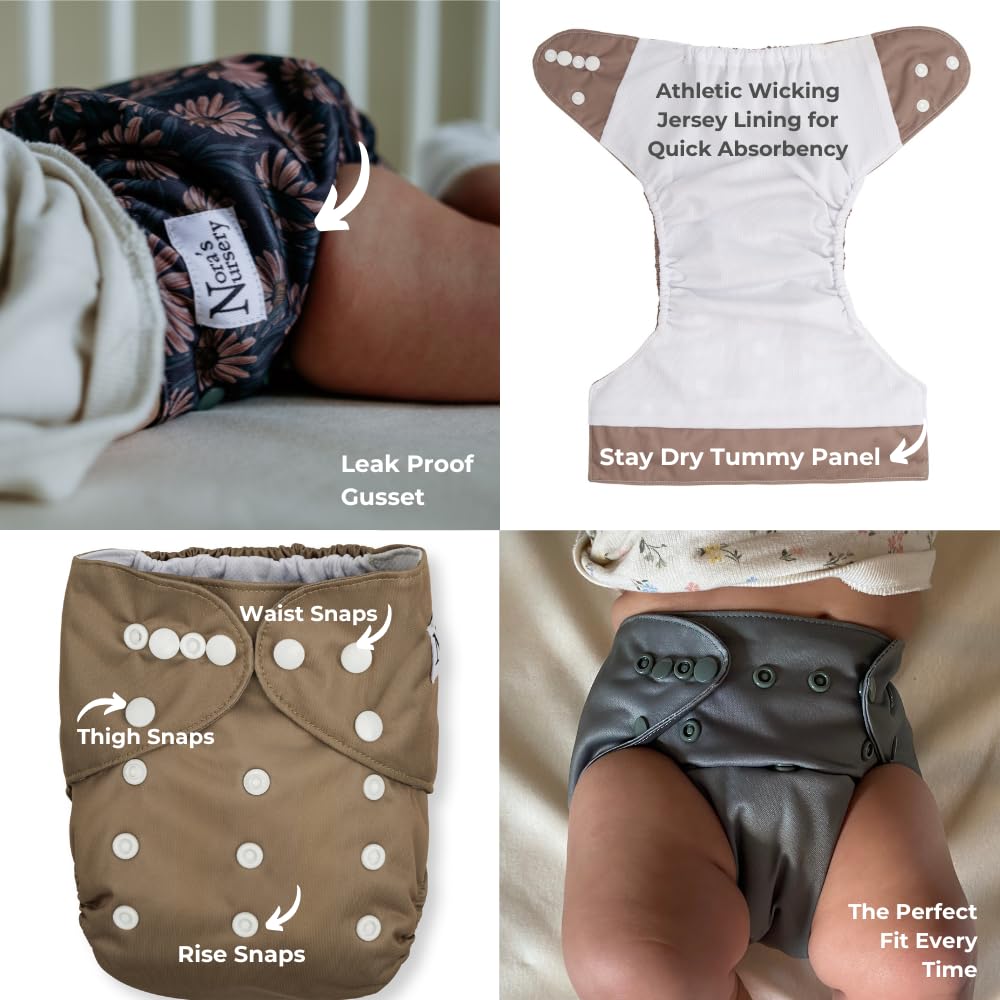 Nora's Nursery - Pañales de tela ajustables AWJ | Paquete de 7 |