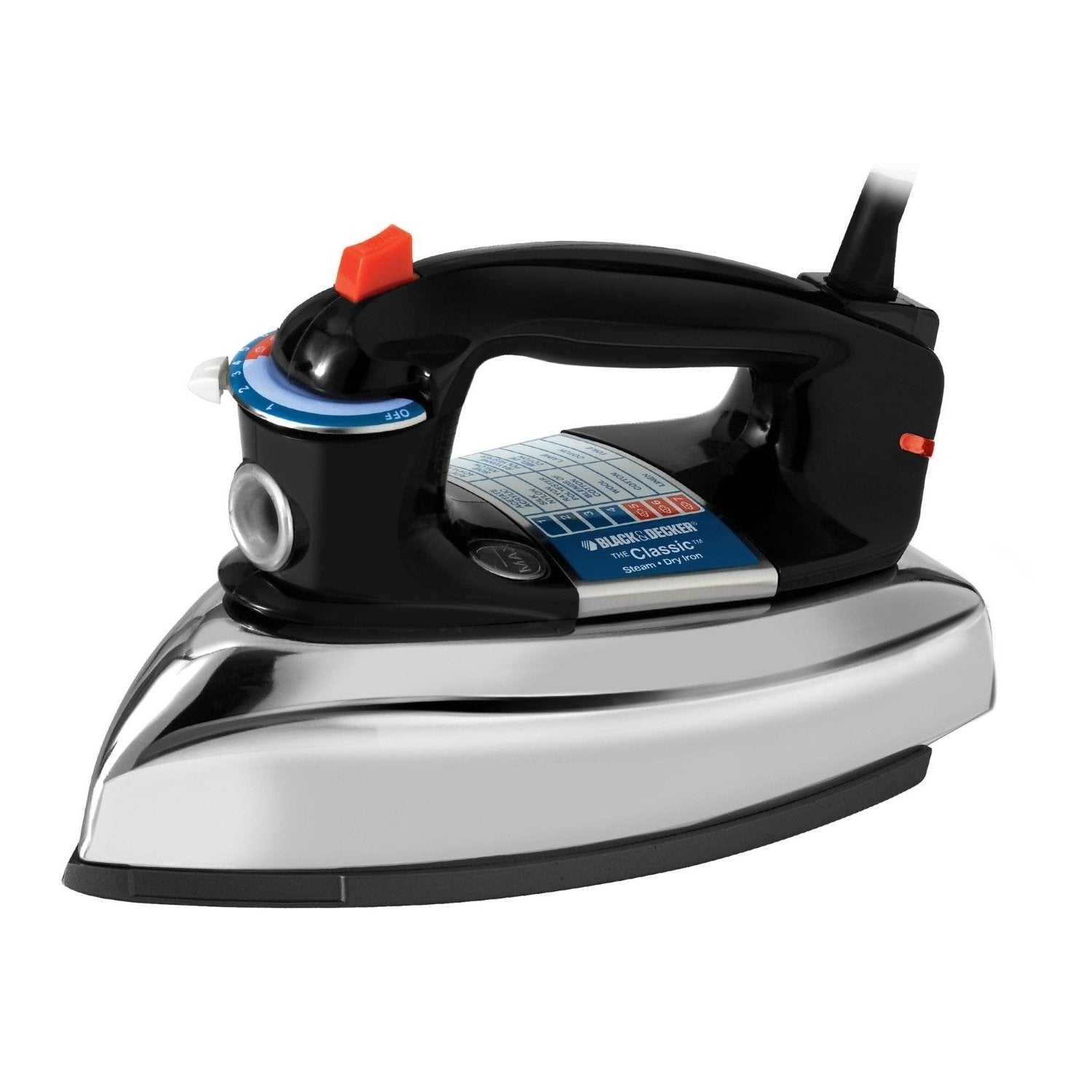 BLACK+DECKER F67E Plancha clásica con Base Inferior de Aluminio, Negra/Plateada
