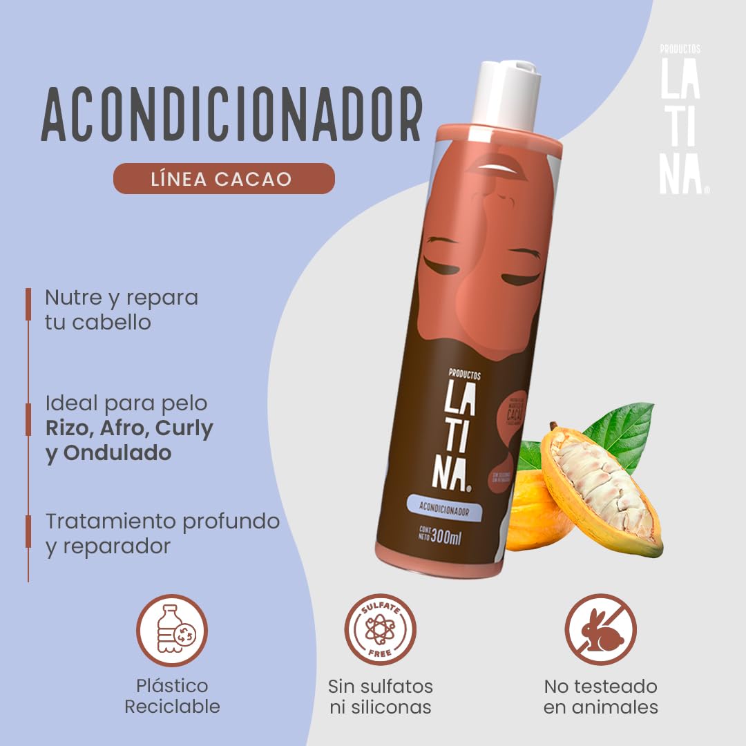 LATINA® | Acondicionador Nutri-Reparador | Acondicionador Cacao | Belleza Mujer - Tratamiento para Cabello Maltratado | 300ml