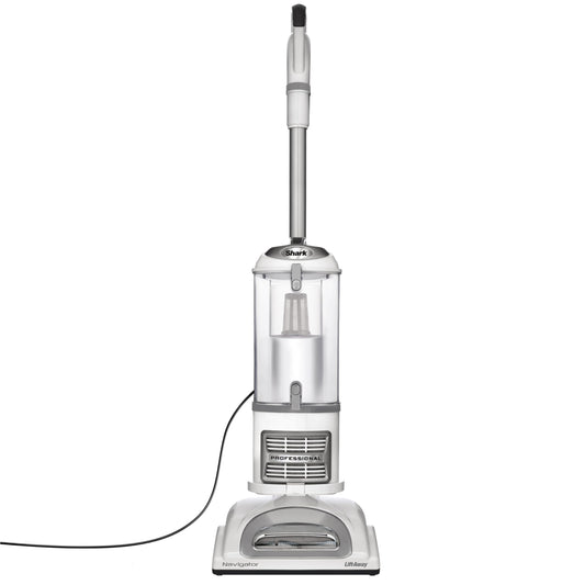 Aspiradora Vertical Shark Navigator Lift-Away Blanco Plateado con Cepillo para Mascotas y Herramienta para Hendiduras Profesional