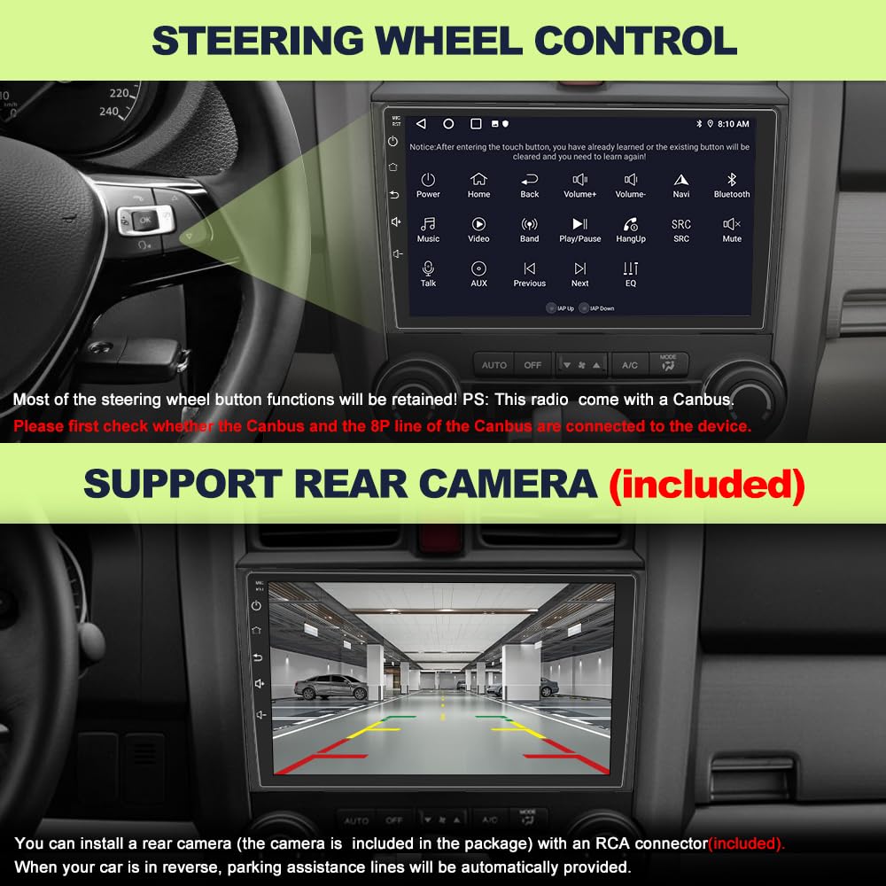 Estéreo para Coche Pyniro Negro con Pantalla 9" y CarPlay para Honda CRV 2007-2011 Android 13