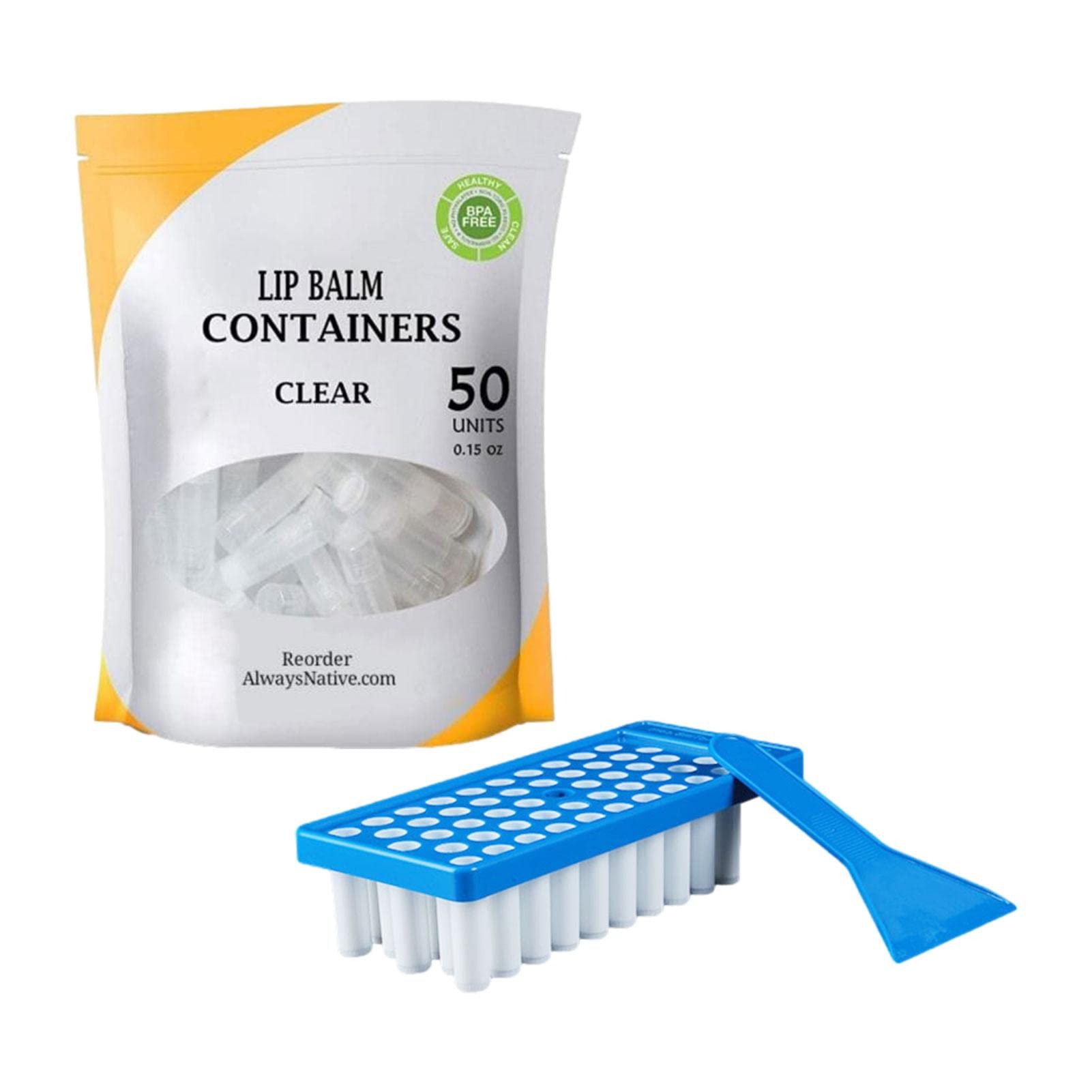 Greatideal bálsamo Labial, Kit Bandeja contenedor bálsamo Labial con Bandeja Relleno y espátula, 50 Piezas lápices labiales vacíos, llenado, molhecho a Mano, Paleta con raspad