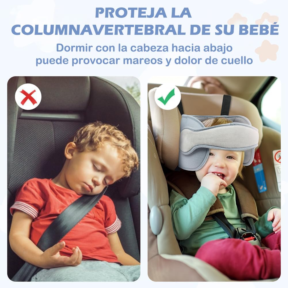 Soporte para la Cabeza del Asiento del Automóvil para Niños (Rosa)