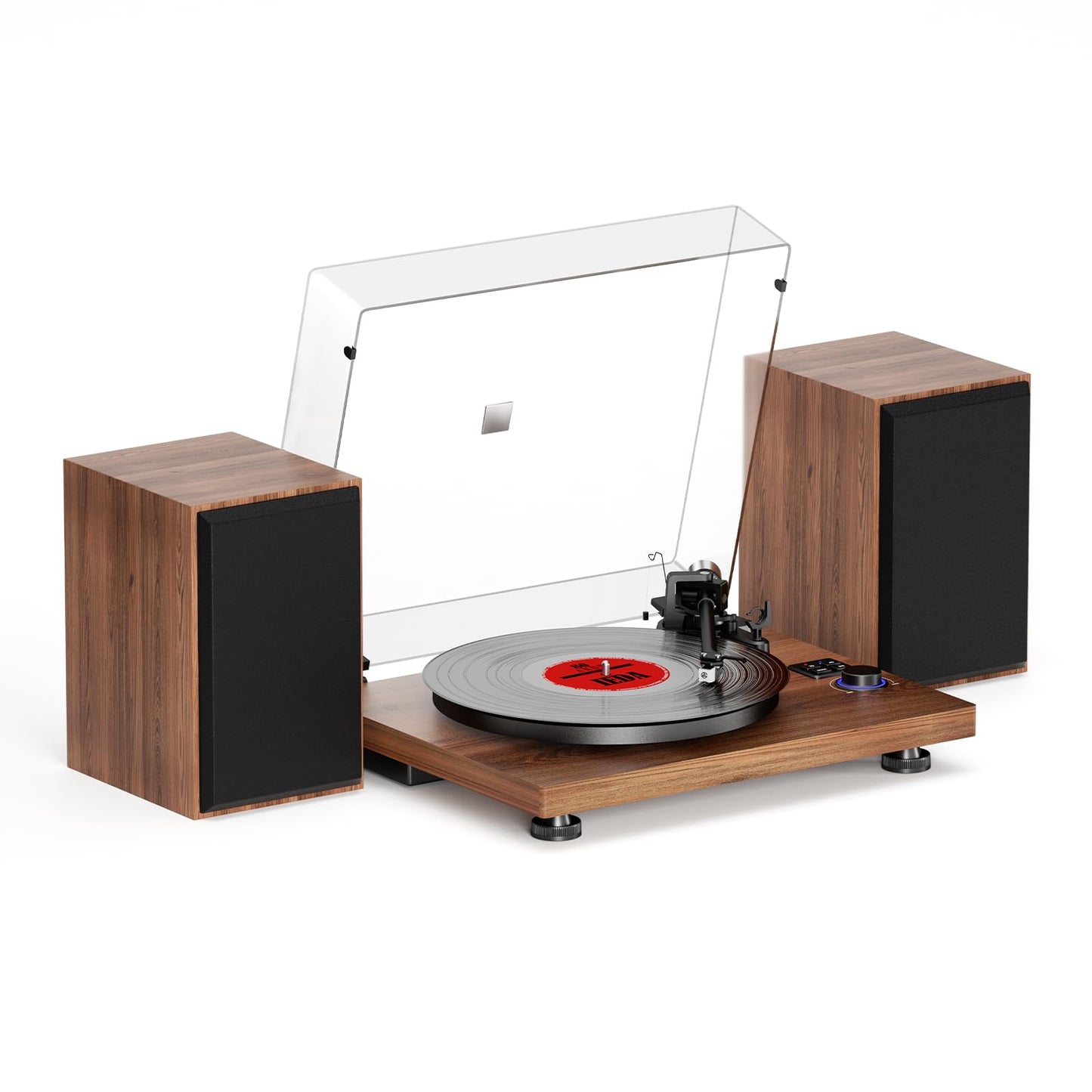 FEKTIK - Tocadiscos con Cartucho magnético, Tocadiscos de Vinilo Bluetooth de transmisión por Correa de Alta fidelidad con Altavoces de estantería de 36 vatios, preamplificador Phono Incorporado