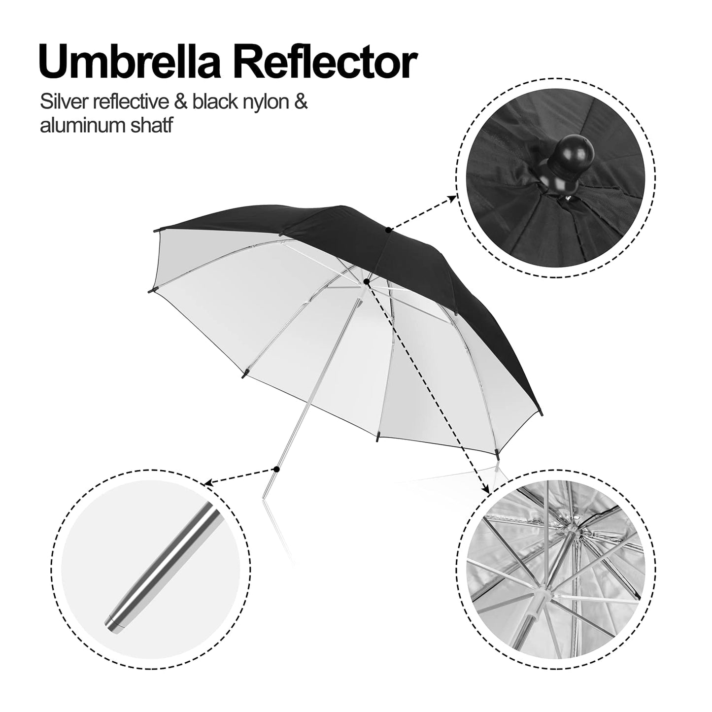 Emart 2 x 33" Photography Studio Photo Lighting Flash Reflective Black/Silver Umbrella