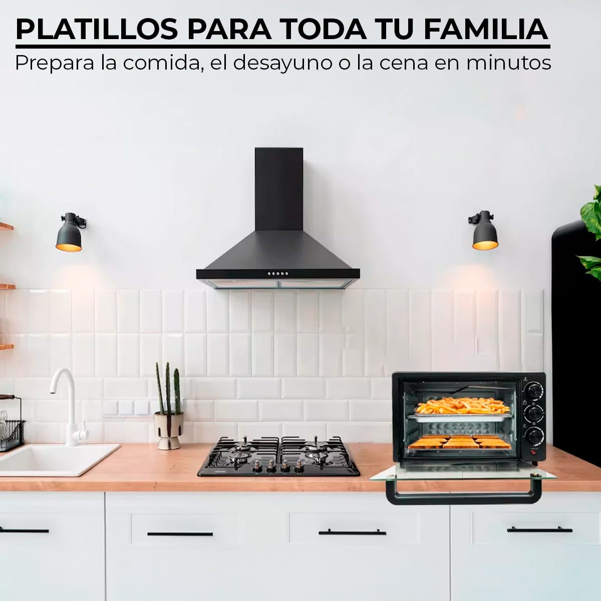 Horno Eléctrico de Convección Tostador De 25L Hornito Te Permiten Asar, Gratinar, Dorar y Tostar; 1034 W Incluye Parrilla Y Bandeja Convección Envolvente Temporizador Con Sistema De Apagado Automático