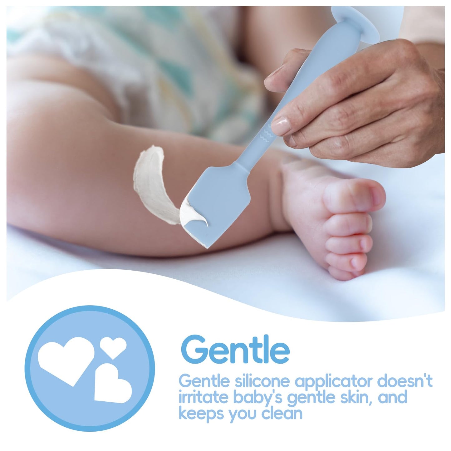 YENLNI Espátula para crema de pañal (paquete de 2) con estuche de viaje higiénico, espátula para el trasero de bebé con base de succión, aplicador de crema para la dermatitis del pañal de silicona sua