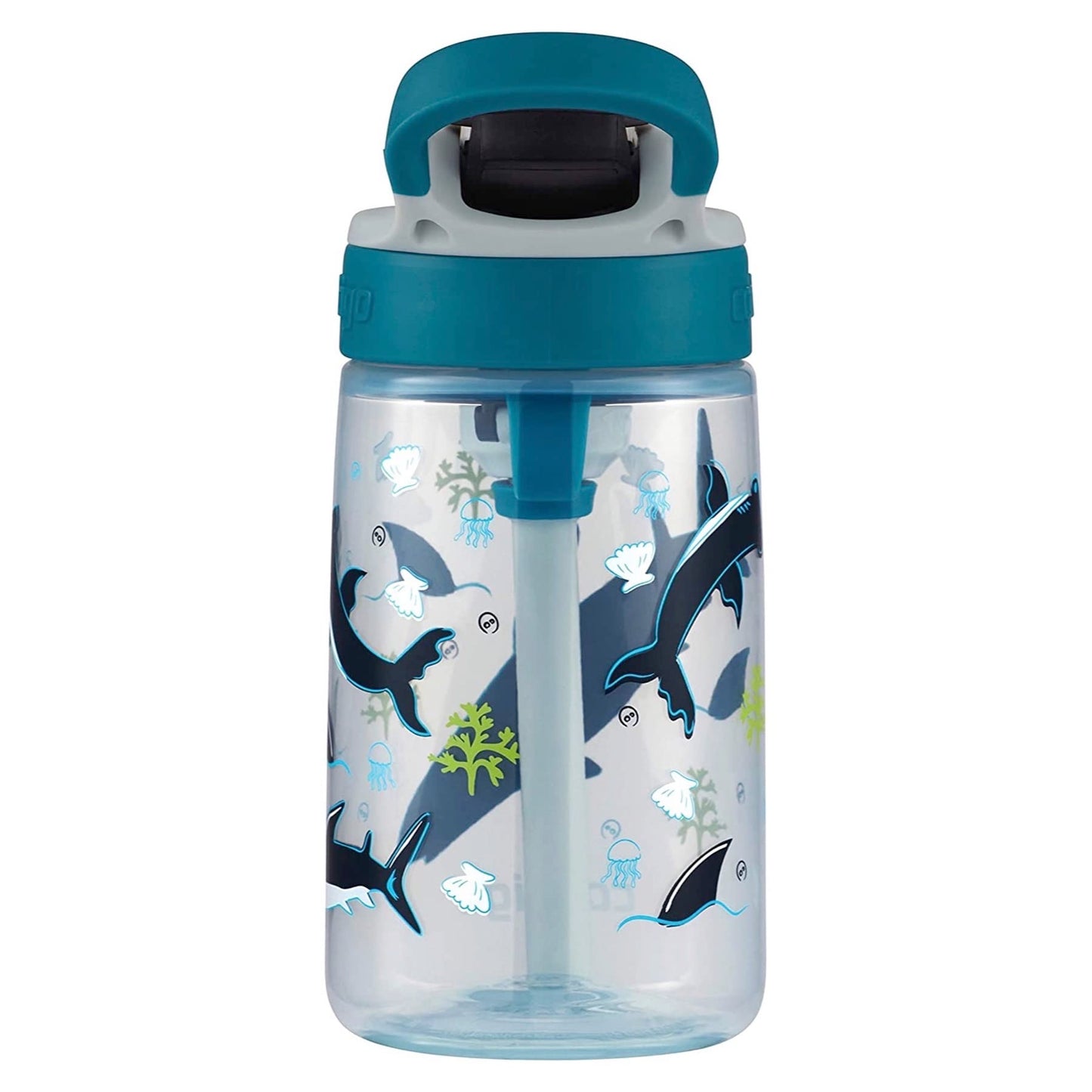 Contigo Botella de agua para niños con pajita autospout rediseñada, 14 onzas, tiburón
