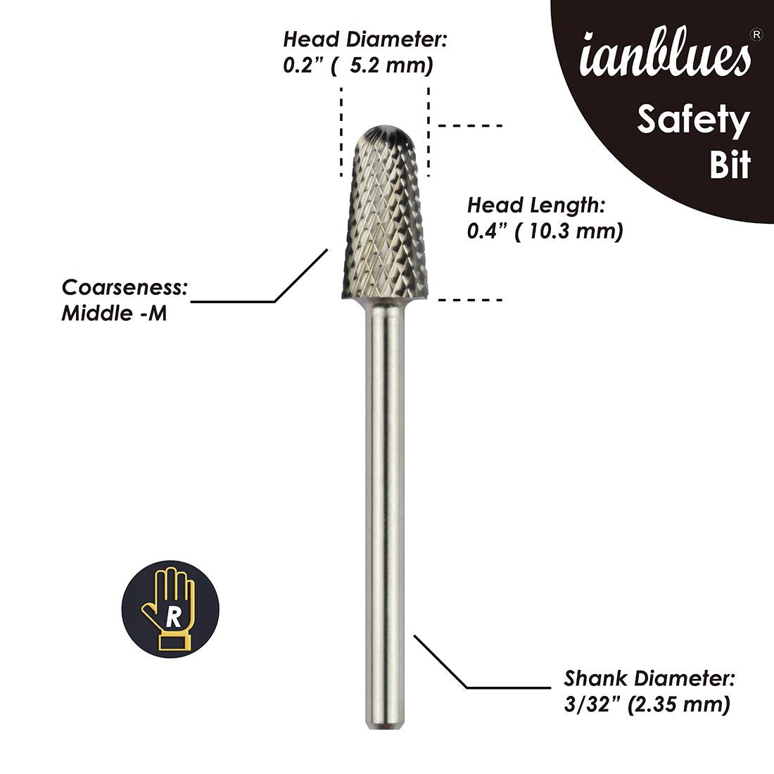 Brocas de Seguridad para Taladro de Uñas Middle-M Plateado para Máquina de Manicura Eléctrica