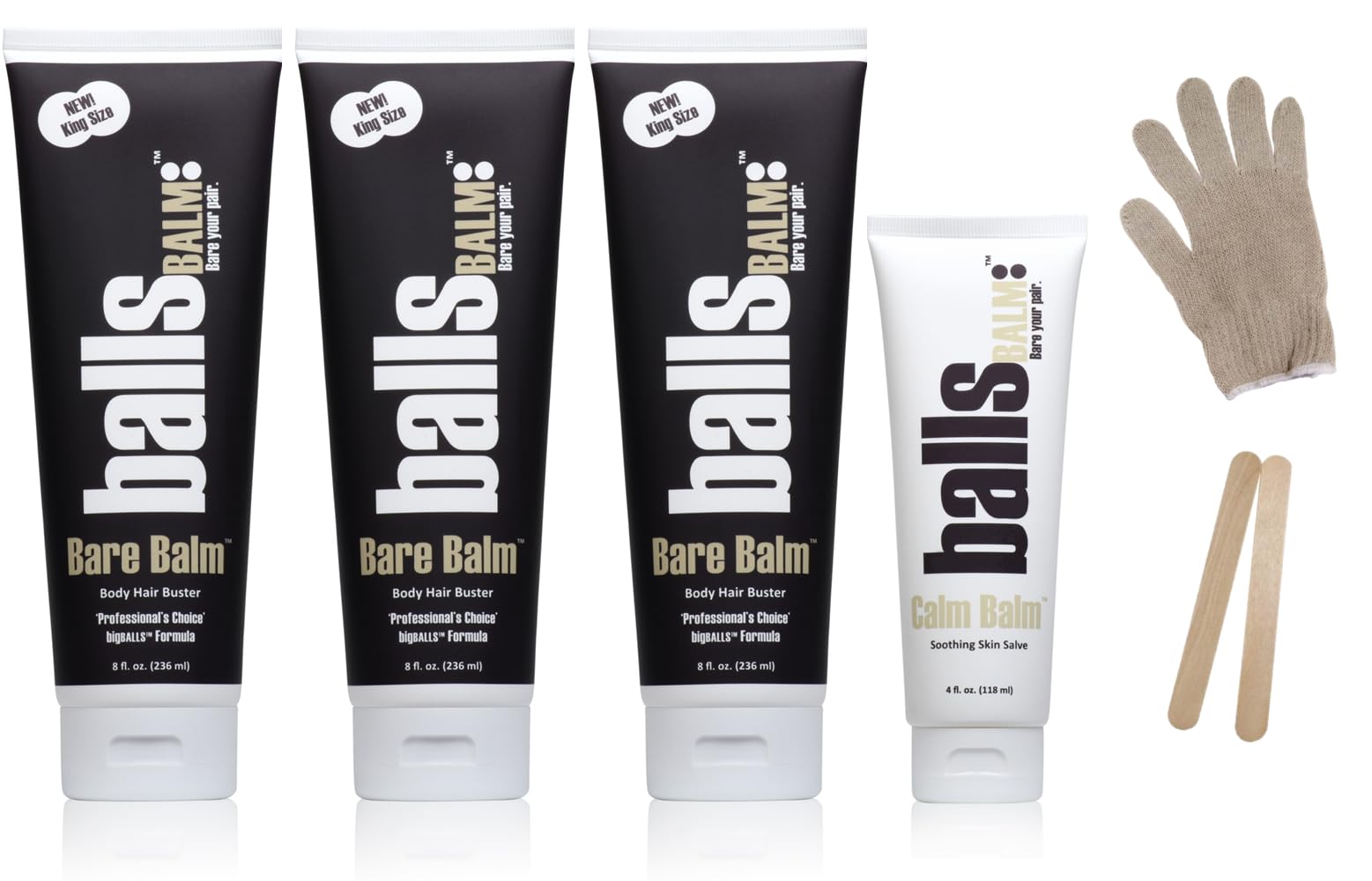 Sistema de Control del Vello Corporal The Bare Pair King Kombo con Guante Exfoliante