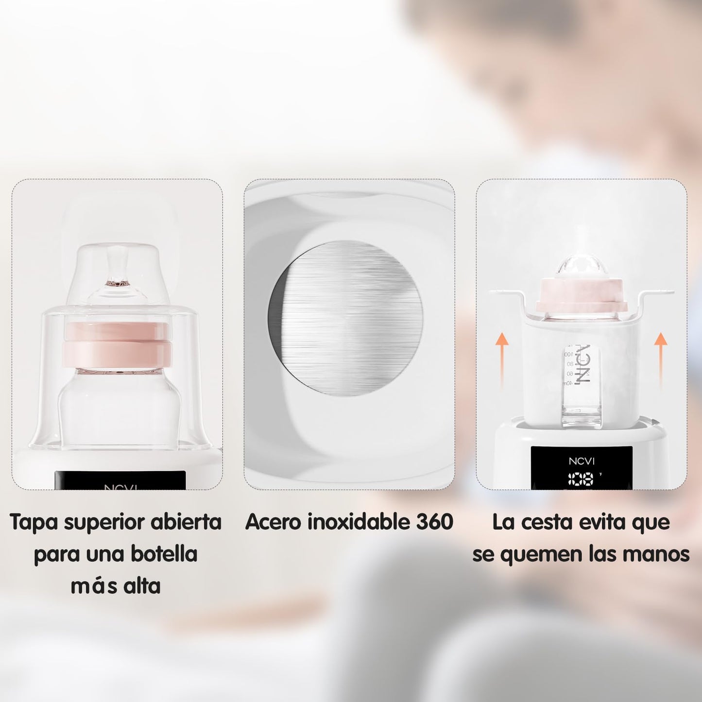 NCVI Calentador de biberones, Calentador rápido de leche para bebés, Calentamiento y deshielo de alimentos, esterilización a vapor, Multifuncional, con temporizador, apagado automático, sin BPA