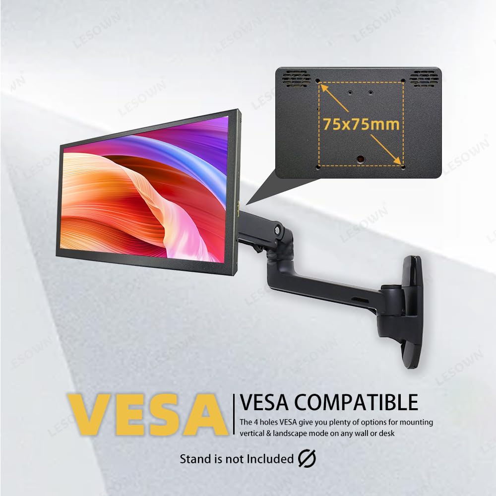 LESOWN - Monitor de visualización táctil de 10 pulgadas, pequeña visualización portátil HDMI de 1024 x 600 IPS, visualización secundaria de 10.1 pulgadas, mini monitores para Windows Mac, portátil y