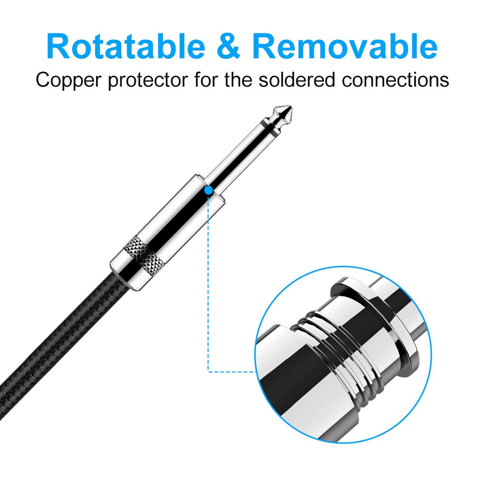 Cable de Guitarra, Cavo Audio Professionale, Adaptador de Audio Estéreo Balanceado Cable Trenzado de Nailon,Cable Amplificador de Bajo para Guitarra Eléctrica, Bajo, Mandolina Eléctrica (Recto, 3M)